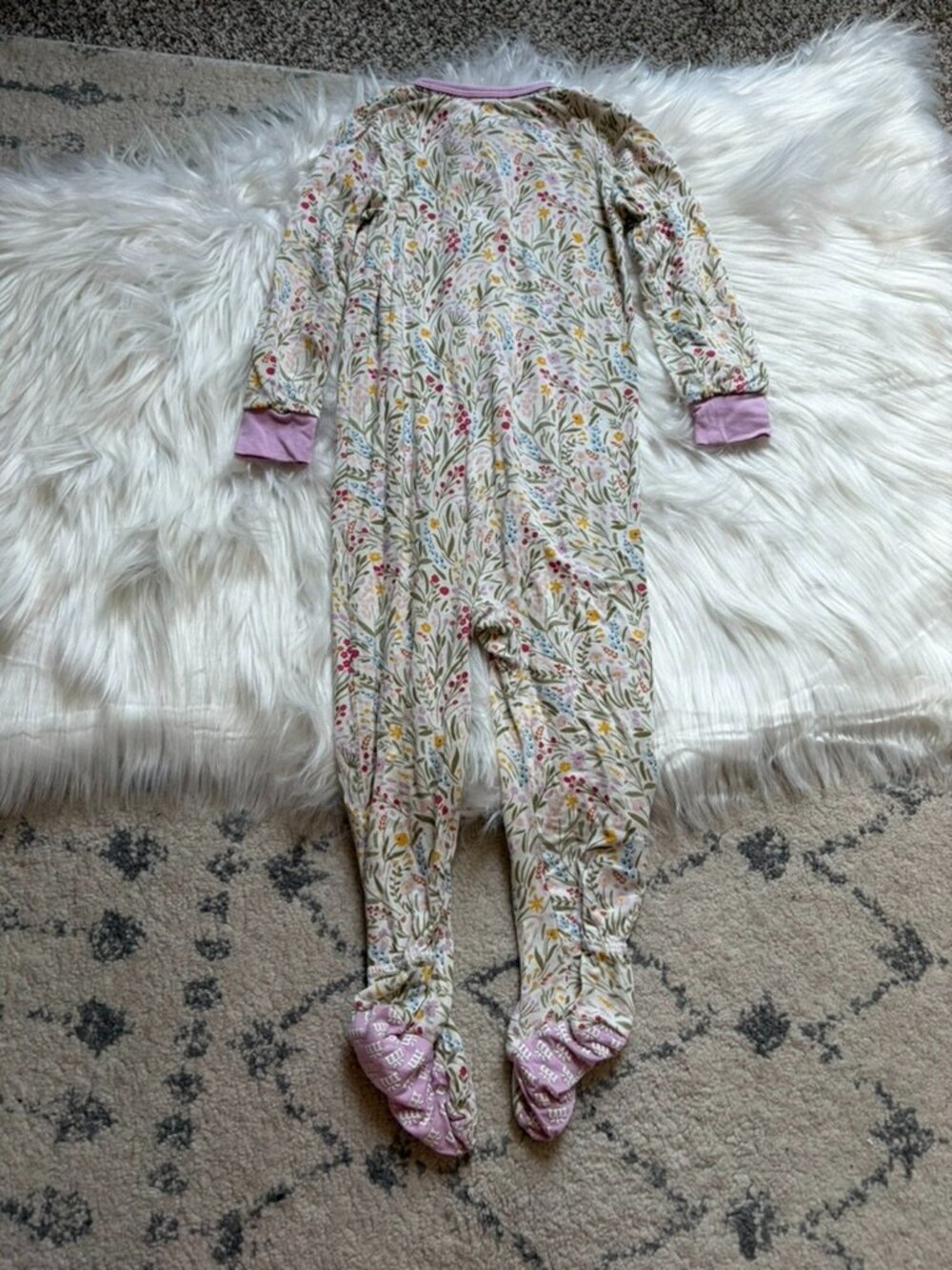 Magnetic Me Floral Footie Sleeper Baby Girls 12-18 Months - Picture 3 of 5